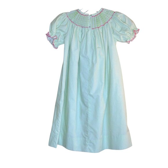 Le' Za Me Smocked Dress Green 4 - Picture 3 of 6